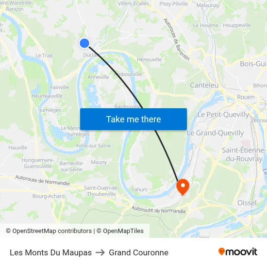 Les Monts Du Maupas to Grand Couronne map