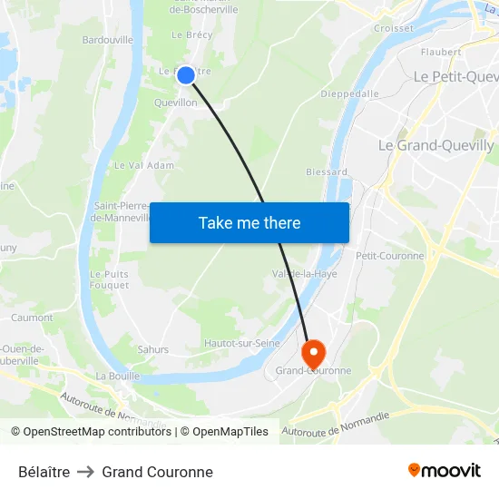 Bélaître to Grand Couronne map