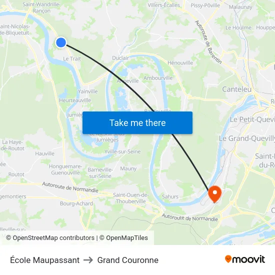 École Maupassant to Grand Couronne map