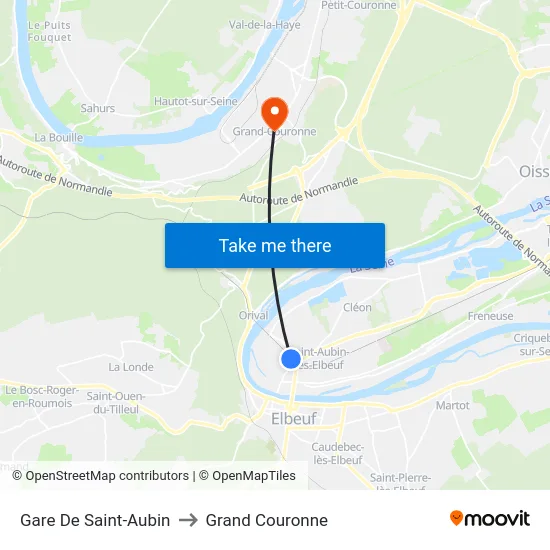 Gare De Saint-Aubin to Grand Couronne map