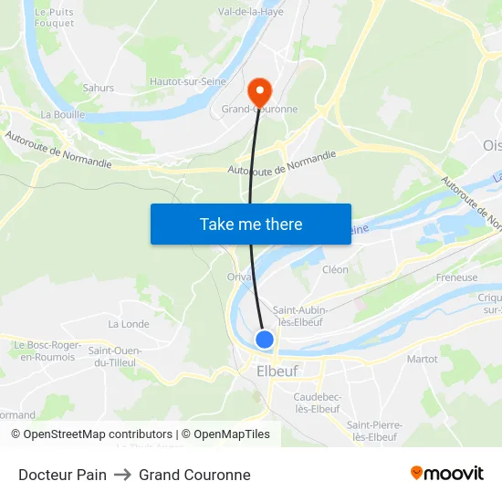 Docteur Pain to Grand Couronne map