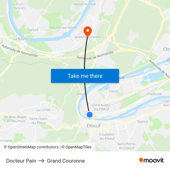 Docteur Pain to Grand Couronne map