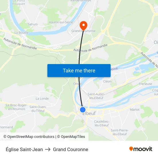 Église Saint-Jean to Grand Couronne map