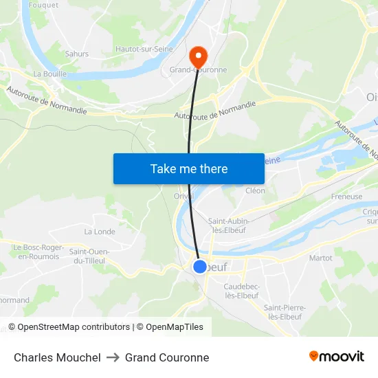 Charles Mouchel to Grand Couronne map