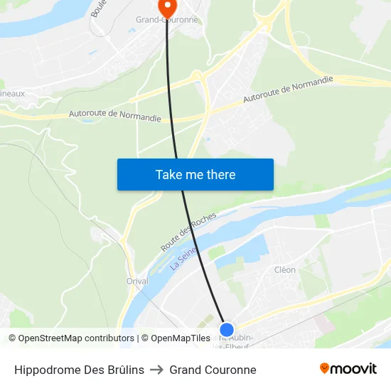 Hippodrome Des Brûlins to Grand Couronne map