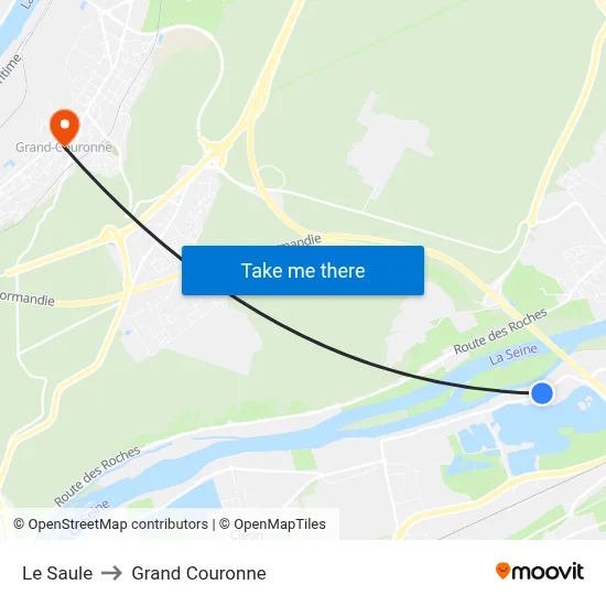 Le Saule to Grand Couronne map