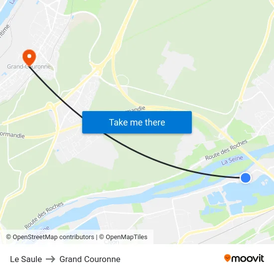 Le Saule to Grand Couronne map