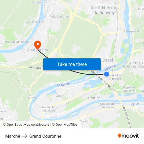 Marché to Grand Couronne map