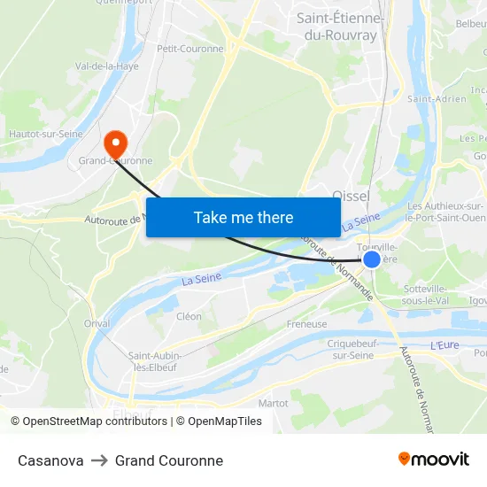 Casanova to Grand Couronne map