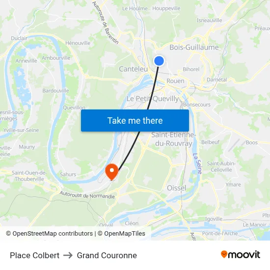 Place Colbert to Grand Couronne map