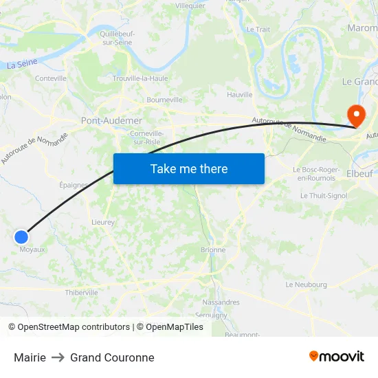 Mairie to Grand Couronne map