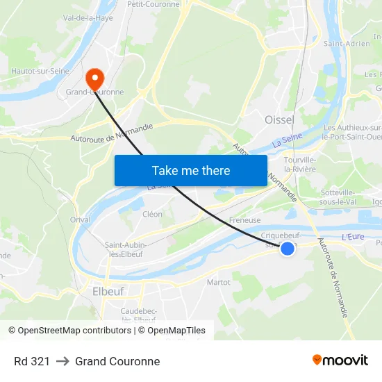 Rd 321 to Grand Couronne map