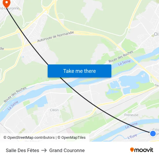 Salle Des Fêtes to Grand Couronne map