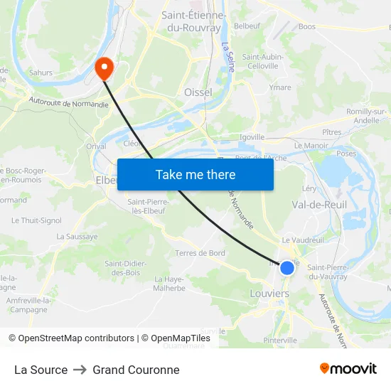 La Source to Grand Couronne map