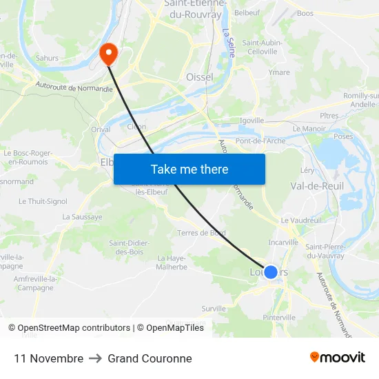 11 Novembre to Grand Couronne map