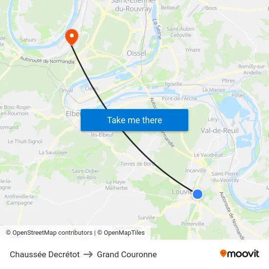 Chaussée Decrétot to Grand Couronne map