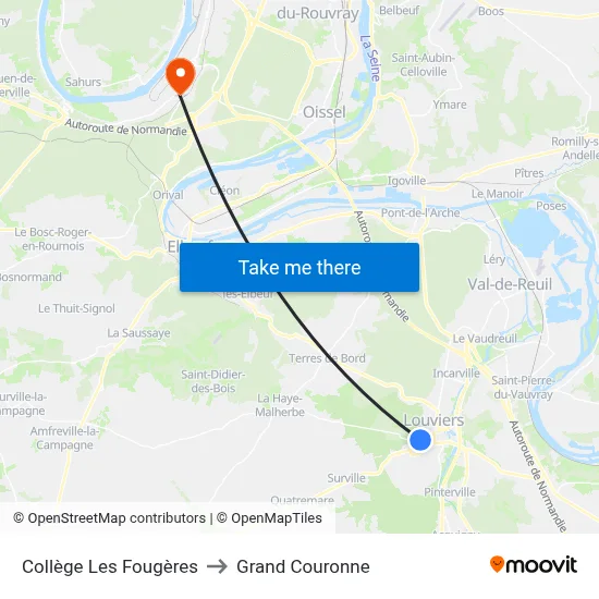 Collège Les Fougères to Grand Couronne map
