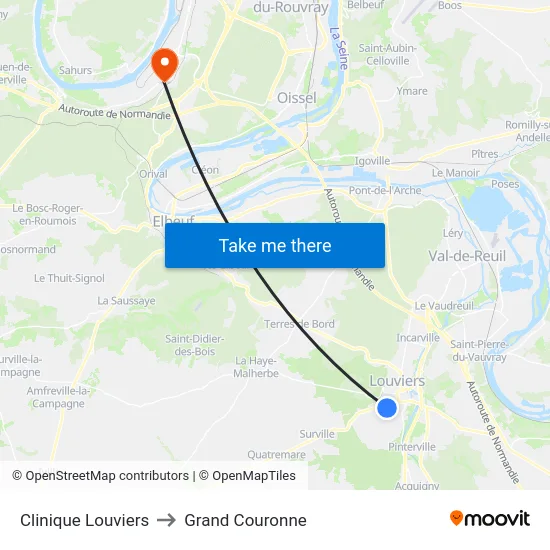 Clinique Louviers to Grand Couronne map