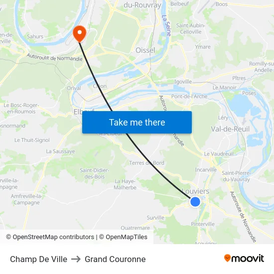 Champ De Ville to Grand Couronne map