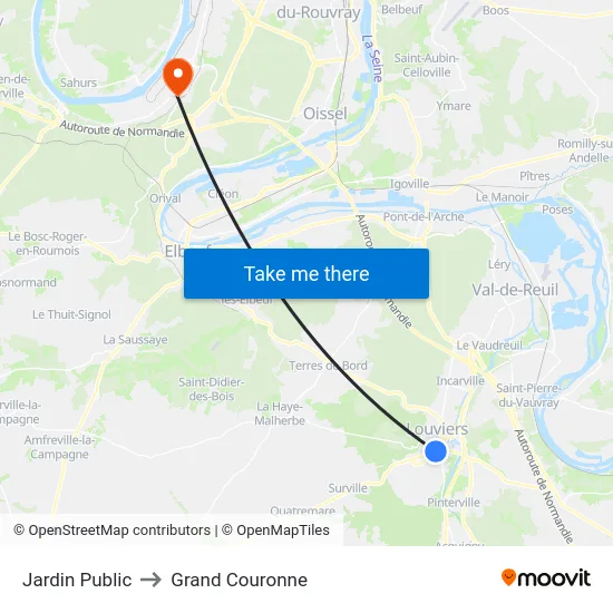 Jardin Public to Grand Couronne map