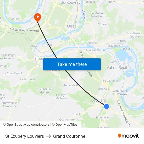 St Exupéry Louviers to Grand Couronne map