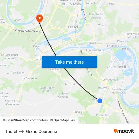 Thorel to Grand Couronne map