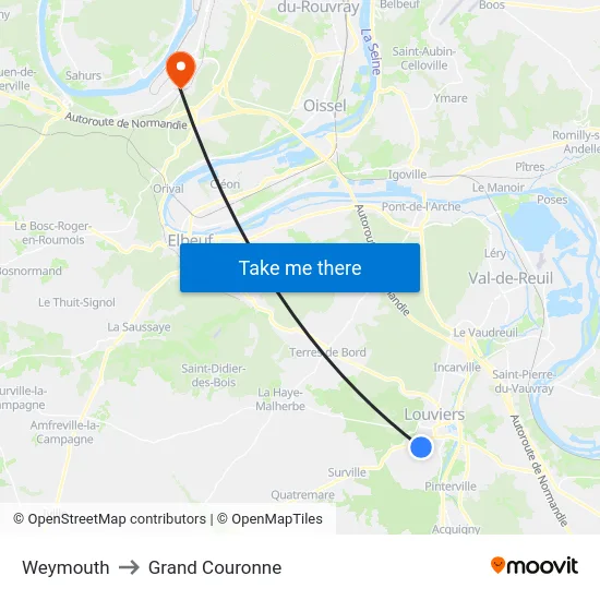 Weymouth to Grand Couronne map