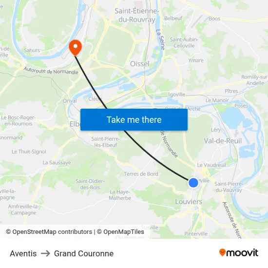 Aventis to Grand Couronne map