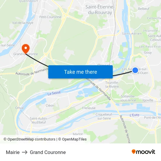 Mairie to Grand Couronne map