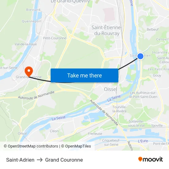 Saint-Adrien to Grand Couronne map