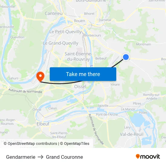 Gendarmerie to Grand Couronne map