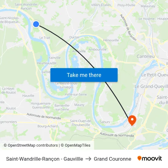 Saint-Wandrille-Rançon - Gauvillle to Grand Couronne map