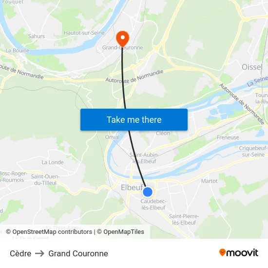 Cèdre to Grand Couronne map