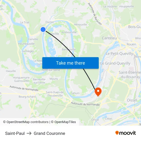 Saint-Paul to Grand Couronne map