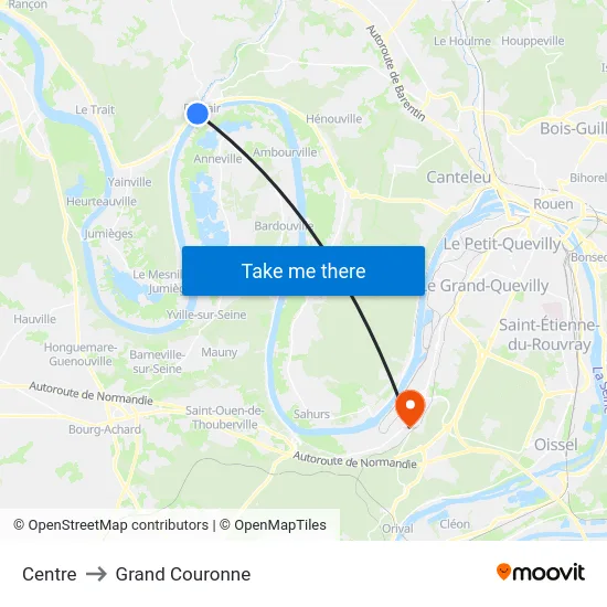 Centre to Grand Couronne map