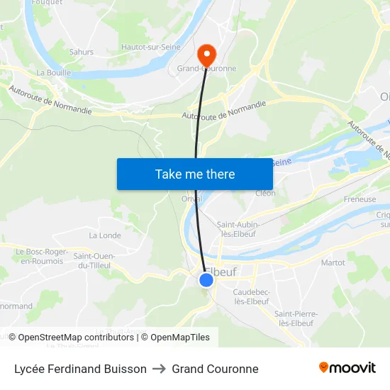 Lycée Ferdinand Buisson to Grand Couronne map