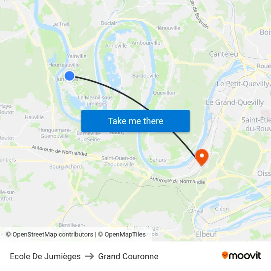 Ecole De Jumièges to Grand Couronne map