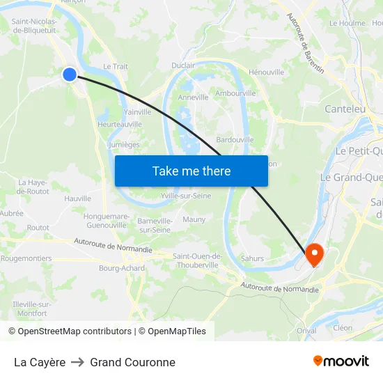 La Cayère to Grand Couronne map