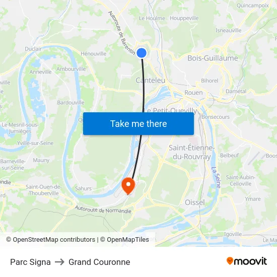 Parc Signa to Grand Couronne map