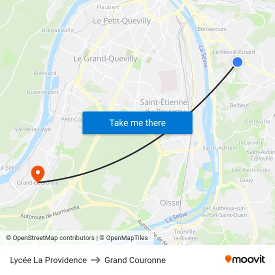 Lycée La Providence to Grand Couronne map
