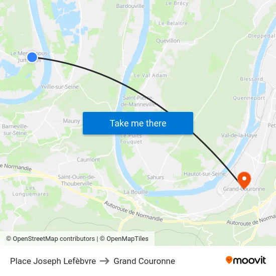 Place Joseph Lefèbvre to Grand Couronne map