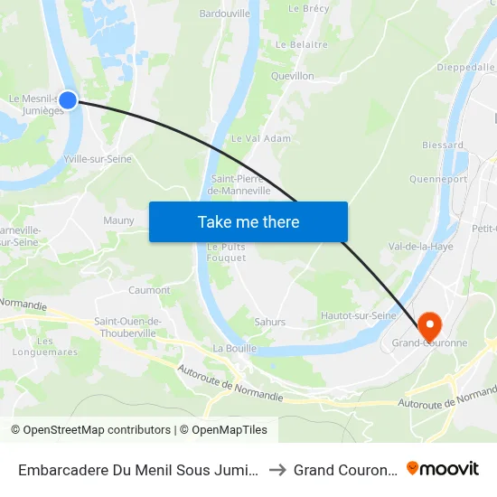 Embarcadere Du Menil Sous Jumiège to Grand Couronne map