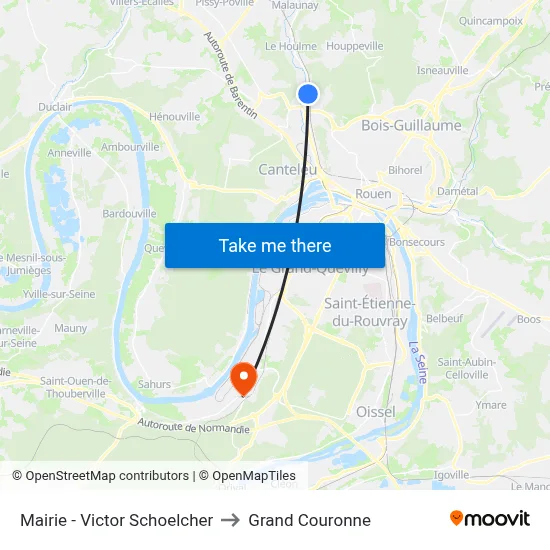 Mairie - Victor Schoelcher to Grand Couronne map