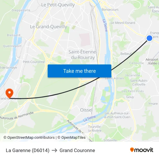 La Garenne (D6014) to Grand Couronne map