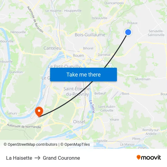 La Haisette to Grand Couronne map