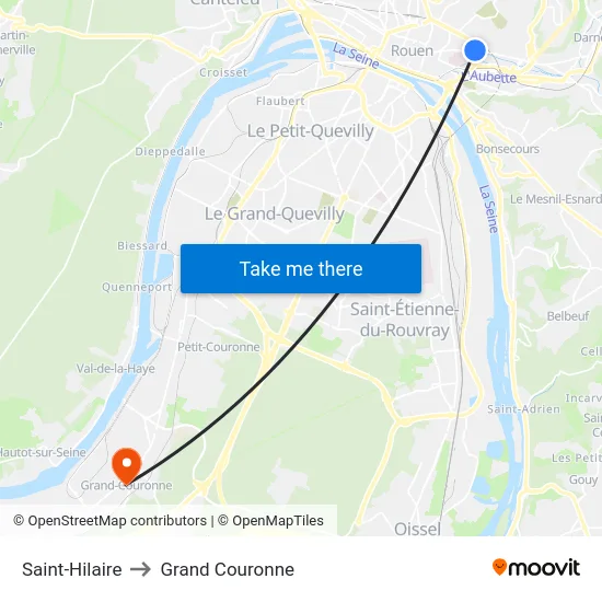 Saint-Hilaire to Grand Couronne map