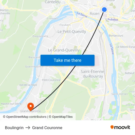 Boulingrin to Grand Couronne map