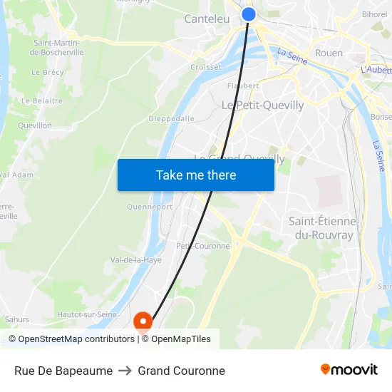 Rue De Bapeaume to Grand Couronne map