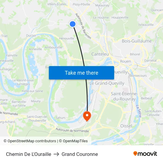 Chemin De L'Ouraille to Grand Couronne map
