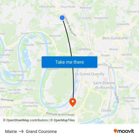 Mairie to Grand Couronne map